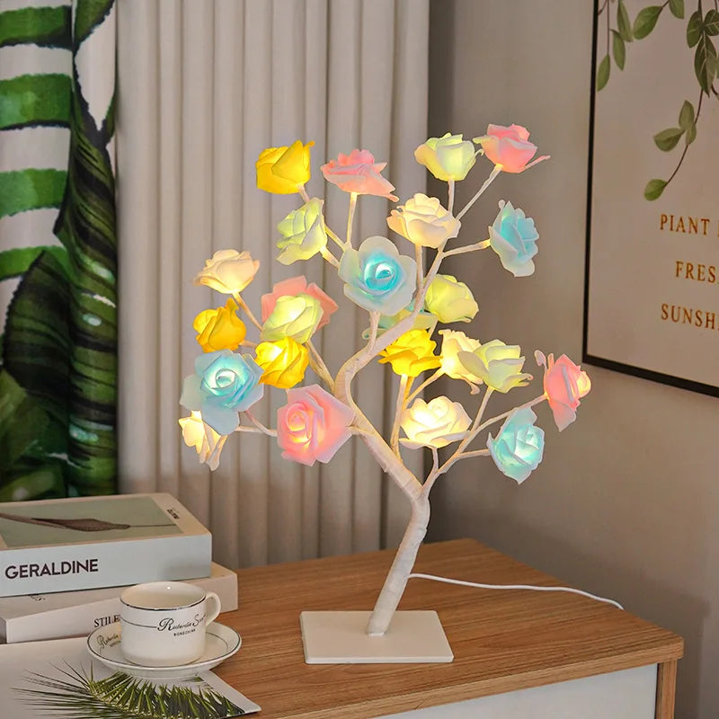 Moktan Sabai 108LED Rose String Table Lamp | USB Powered Romantic Night Light for Party Decor Colour white light