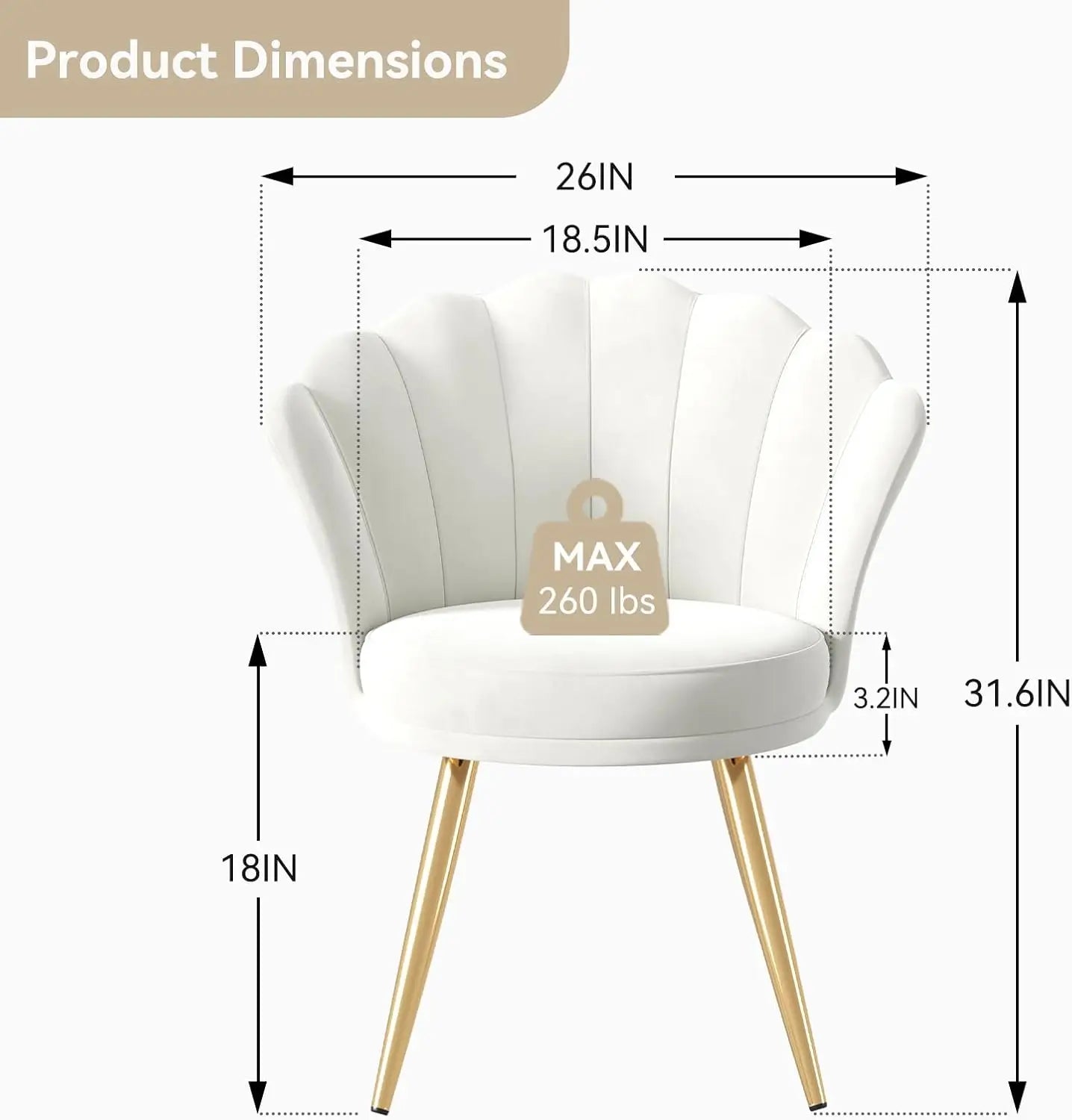 Moktan Sabai Velvet Accent Chair Gold Metal Legs Upholstered Vanity Chair for Living Room