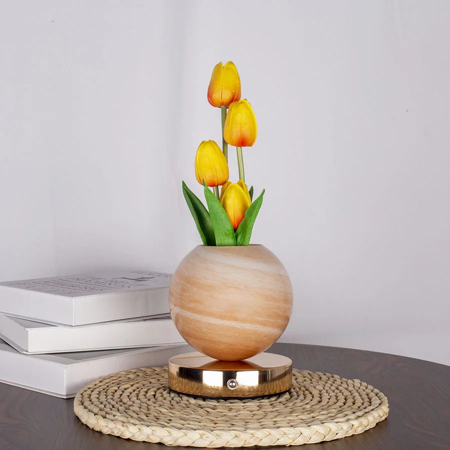 Moktan Sabai Tulip LED Night Light USB Rechargeable Desk Table Lamp for Bedroom & Holiday Decor Orange tulips