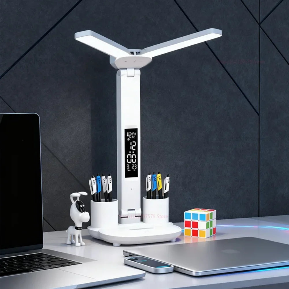 Moktan Sabai LED Eye Protection Desk Lamp Double Head Rechargeable Dimmable Light for Study 2-headed plug in