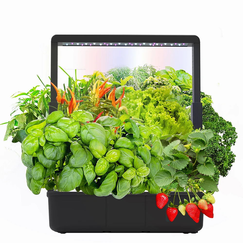 Moktan Sabai Hydroponic Growing System 15 Pod Indoor Garden Full Spectrum LED Smart Kit Black US PLUG