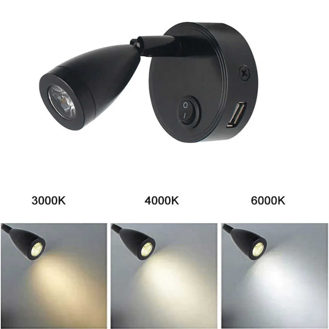 Moktan Sabai LED RV Reading Light 12V/24V with USB Port – Camper, Boat, Trailer Interior Lamp