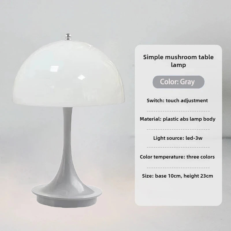 Moktan Sabai Rechargeable Dimmable LED Table Lamp Touch Control Bedside Light for Bedroom Gray