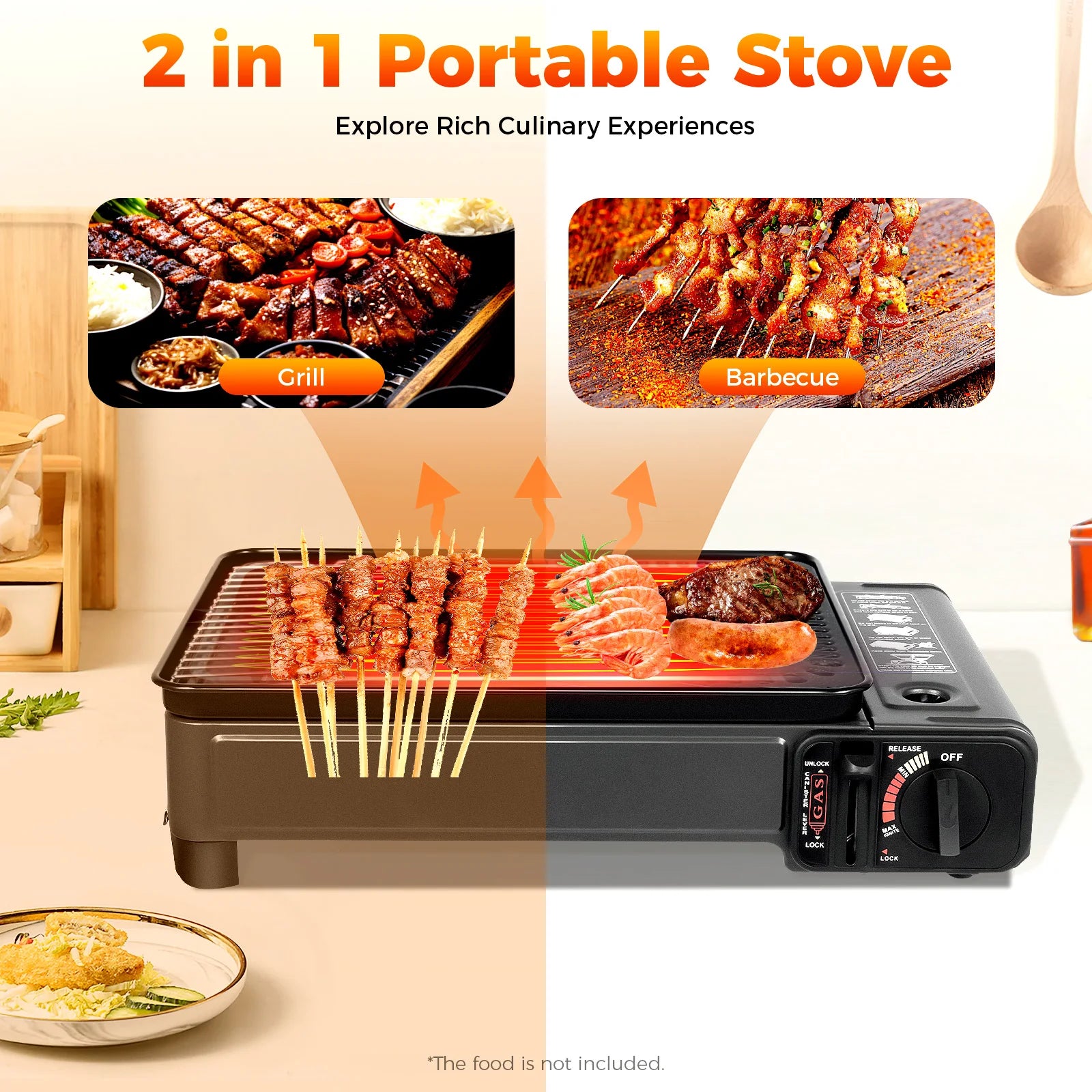 Moktan Sabai Portable Butane Grill Stove with Grill Net Outdoor Camping Traveling Trekking BBQ