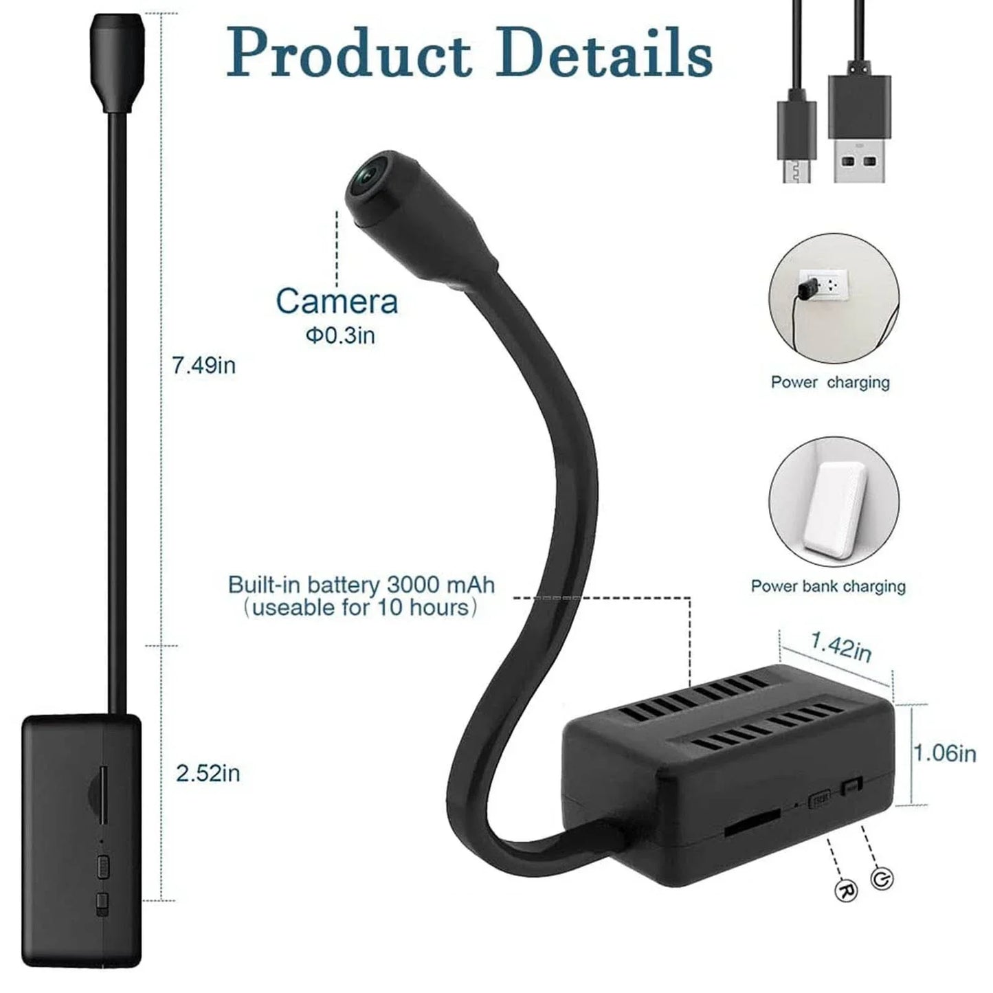 Mini WiFi 1080P Security Camera Adjustable Lens Remote Monitoring Home IP Cam