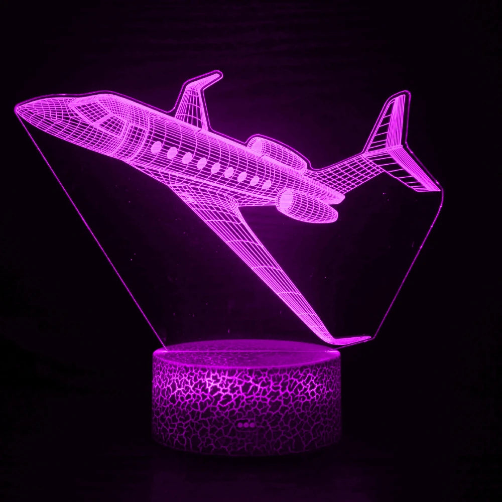 Moktan Sabai Airplane 3D LED Night Light | USB Illusion Bedside Lamp for Bedroom Decor