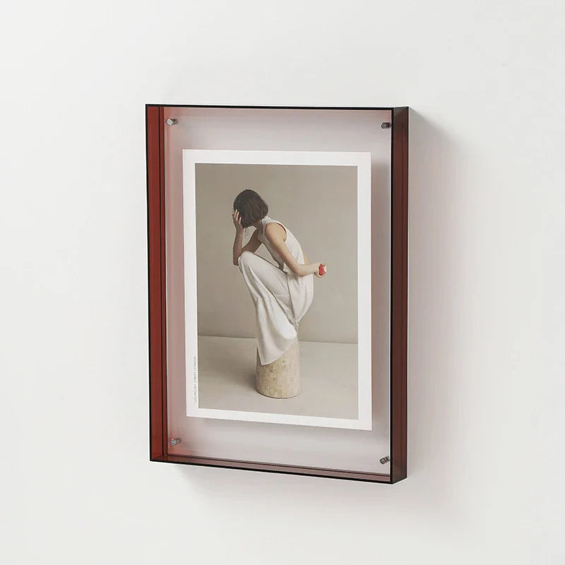 Moktan Sabai Acrylic Floating Frame | Transparent Photo Display Brown 21x30cm