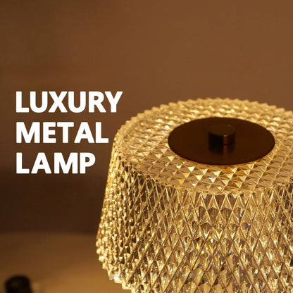 Luxury Touch LED Table Lamp Rechargeable 3 Color Bedside Glass Night Light