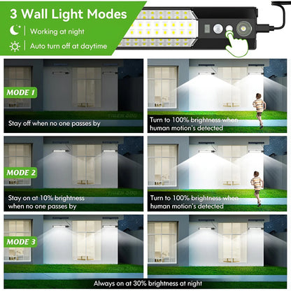 Solar Motion Sensor LED Wall Light Waterproof Outdoor Security Yard Fence Lamp