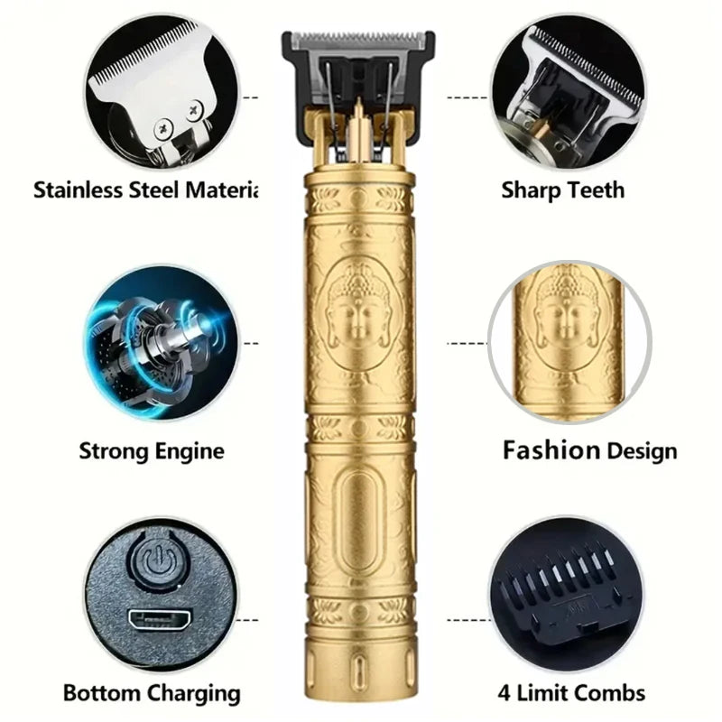 Moktan Sabai Professional Hair Clipper Beard Trimmer USB Rechargeable Barber Shaver