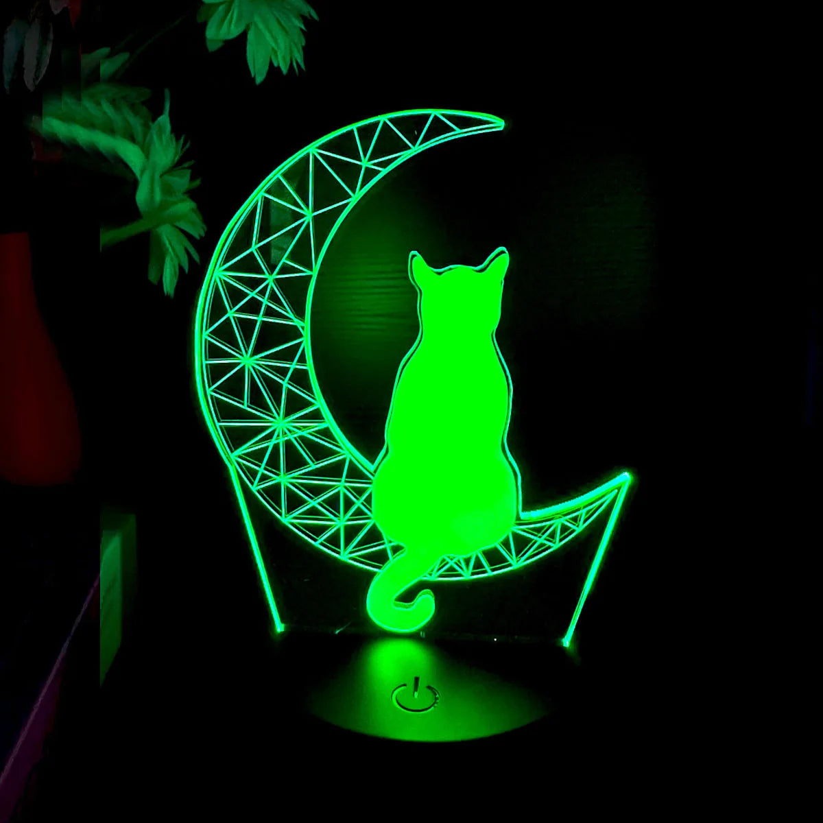 Moktan Sabai Moon Cat 3D Night Light Optical Illusion Lamp 7-Color Touch Bedroom Decor Lamp