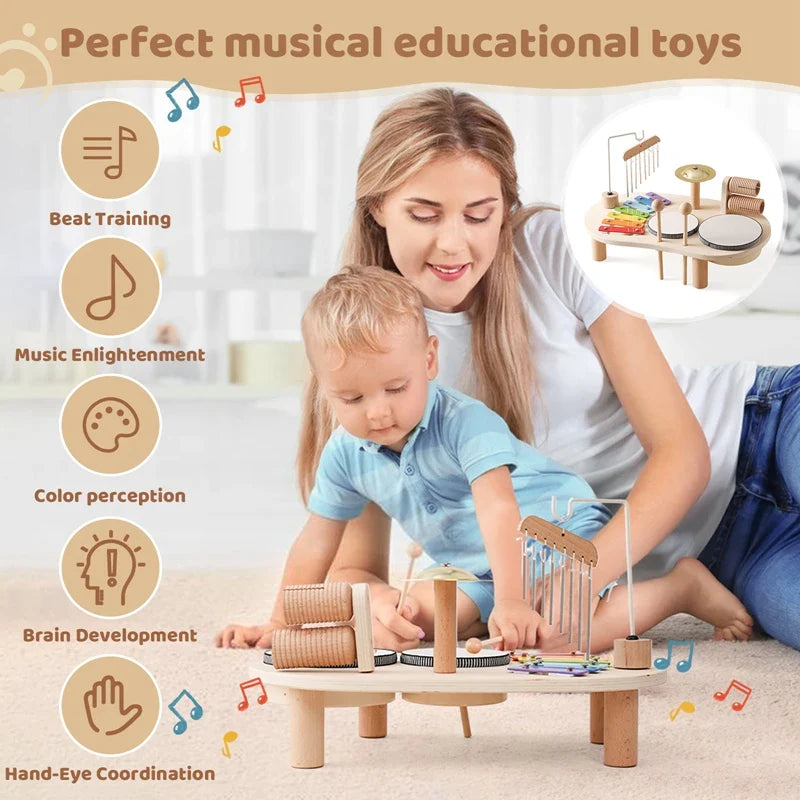Moktan Sabai Montessori Baby Music Table Wooden Xylophone Educational Toy Gift
