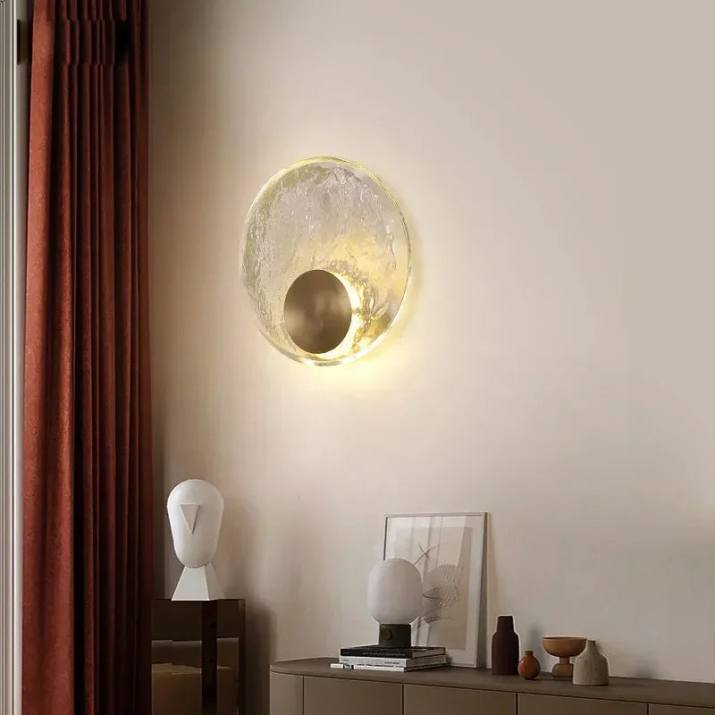 Moktan Sabai Luxury Copper Crystal Wall Lamp Modern Bedside Sconce Living Room Decor