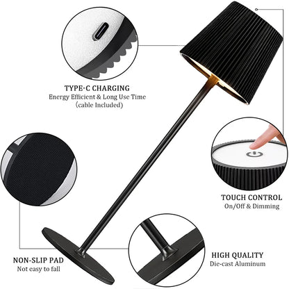 Wireless LED Table Lamp Rechargeable Touch Adjustable Night Light for Bedroom