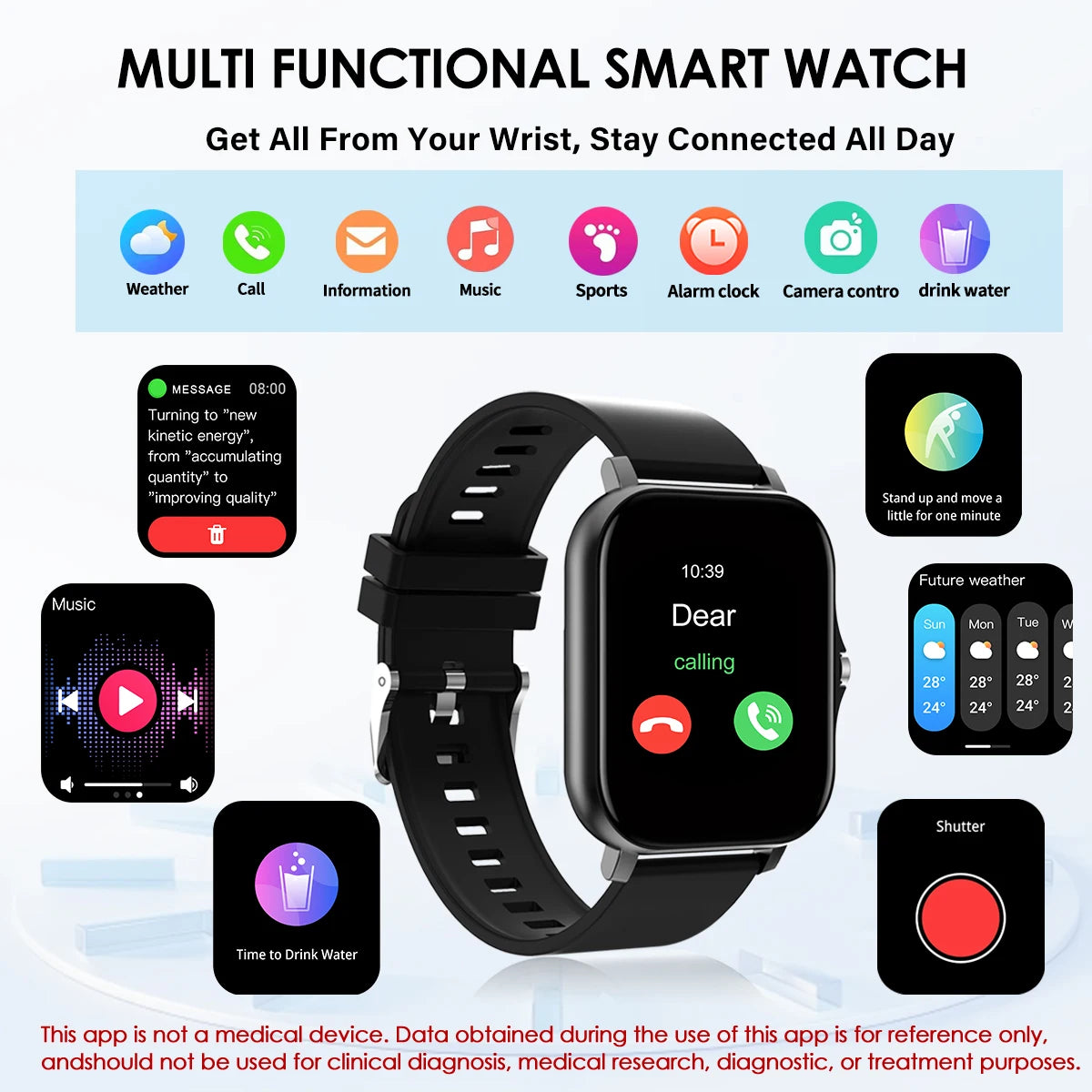 Smart Watch Bluetooth Call Touch Screen Fitness Tracker Sports Watch for Android