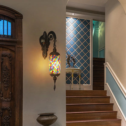 Vintage Bohemian Mosaic Glass Wall Lamp Indoor Lighting for Bedroom, Hall & Bar