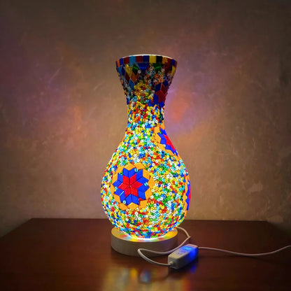 Turkish Mosaic Table Lamp Hand Inlaid Glass Mediterranean Bedroom Living Room Decor