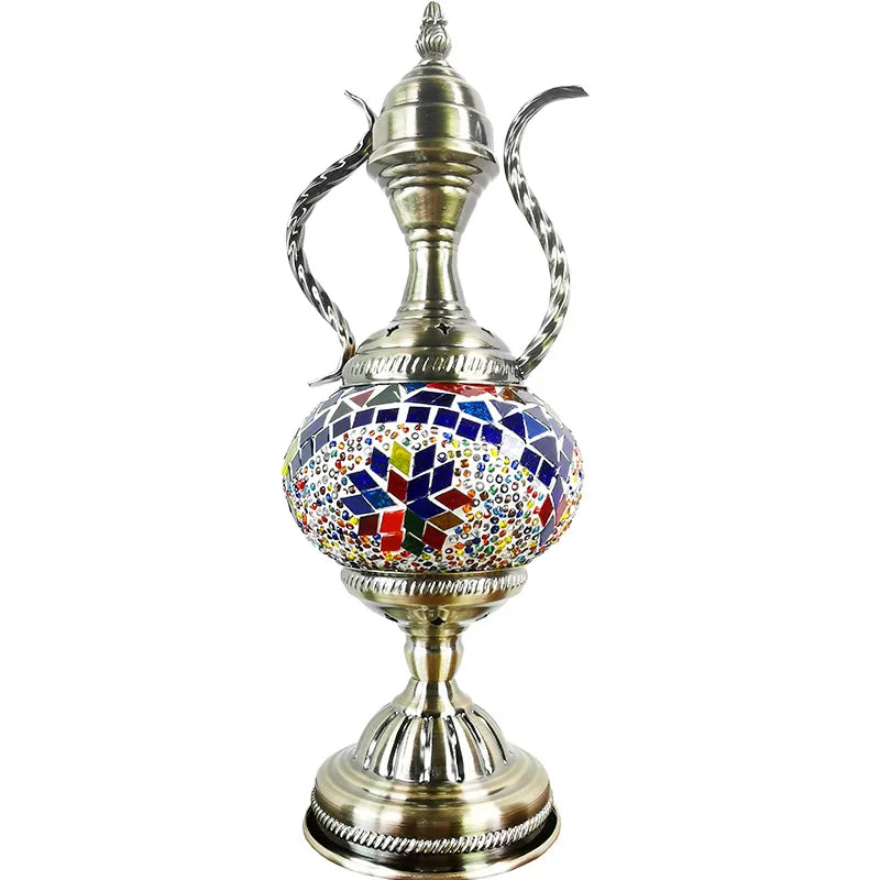 Moktan Sabai Turkish Mosaic Table Lamp Handcrafted Glass Vintage Mediterranean Romantic Bedside Light A