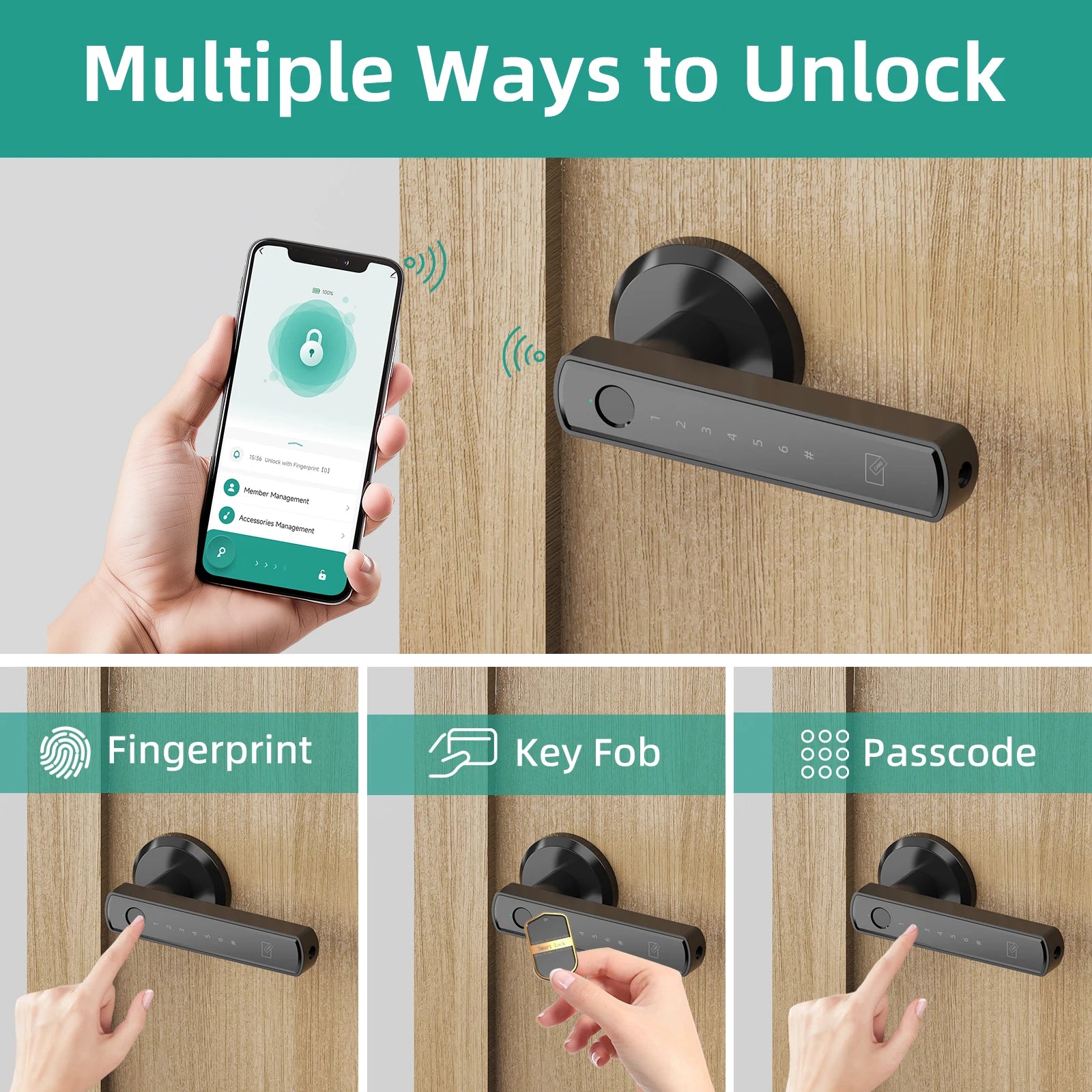 Moktan Sabai Fingerprint Smart Door Lock with App Control Touchscreen Keypad Passcode Unlock