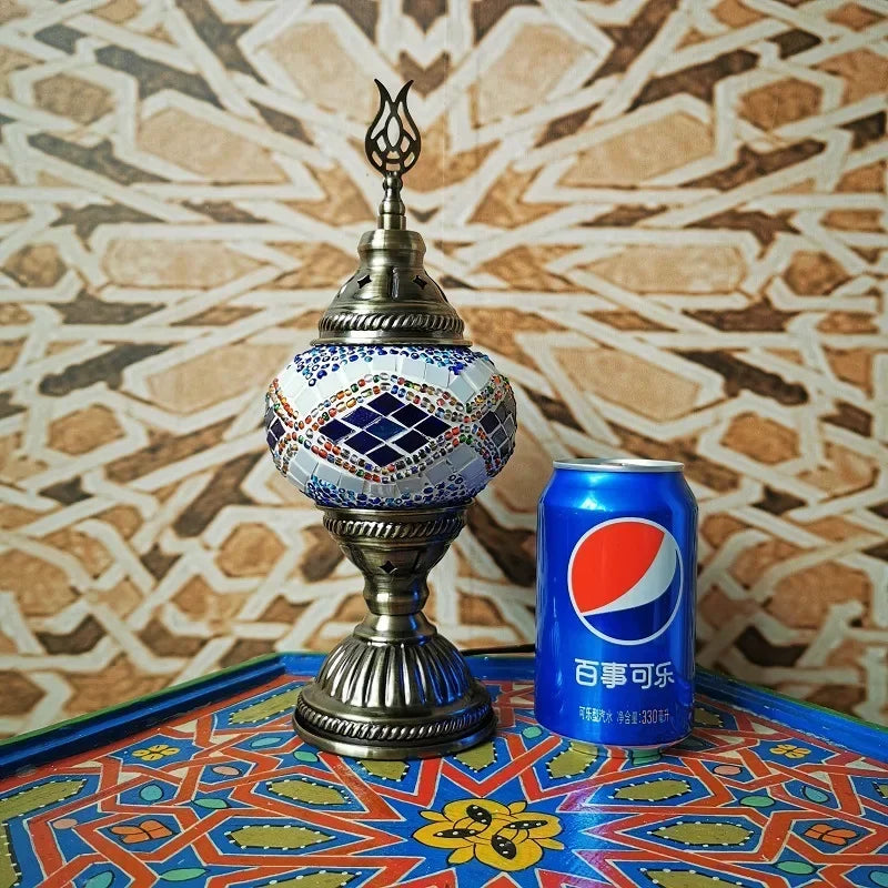 Moktan Sabai Turkish Stained Glass Table Lamp Mosaic Retro Bedside Cafe Decor Light