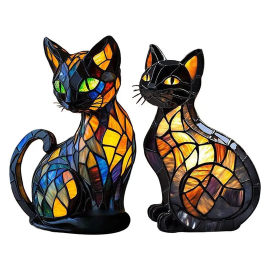 Moktan Sabai 3D Retro Magic Stained Glass Cat Lamp Nightstand LED Multi-Color Cute Gift 2025