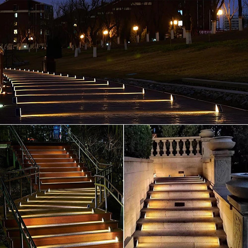 Moktan Sabai Outdoor Solar Step Lights Warm White RGB IP67 Waterproof Pathway Patio Yard