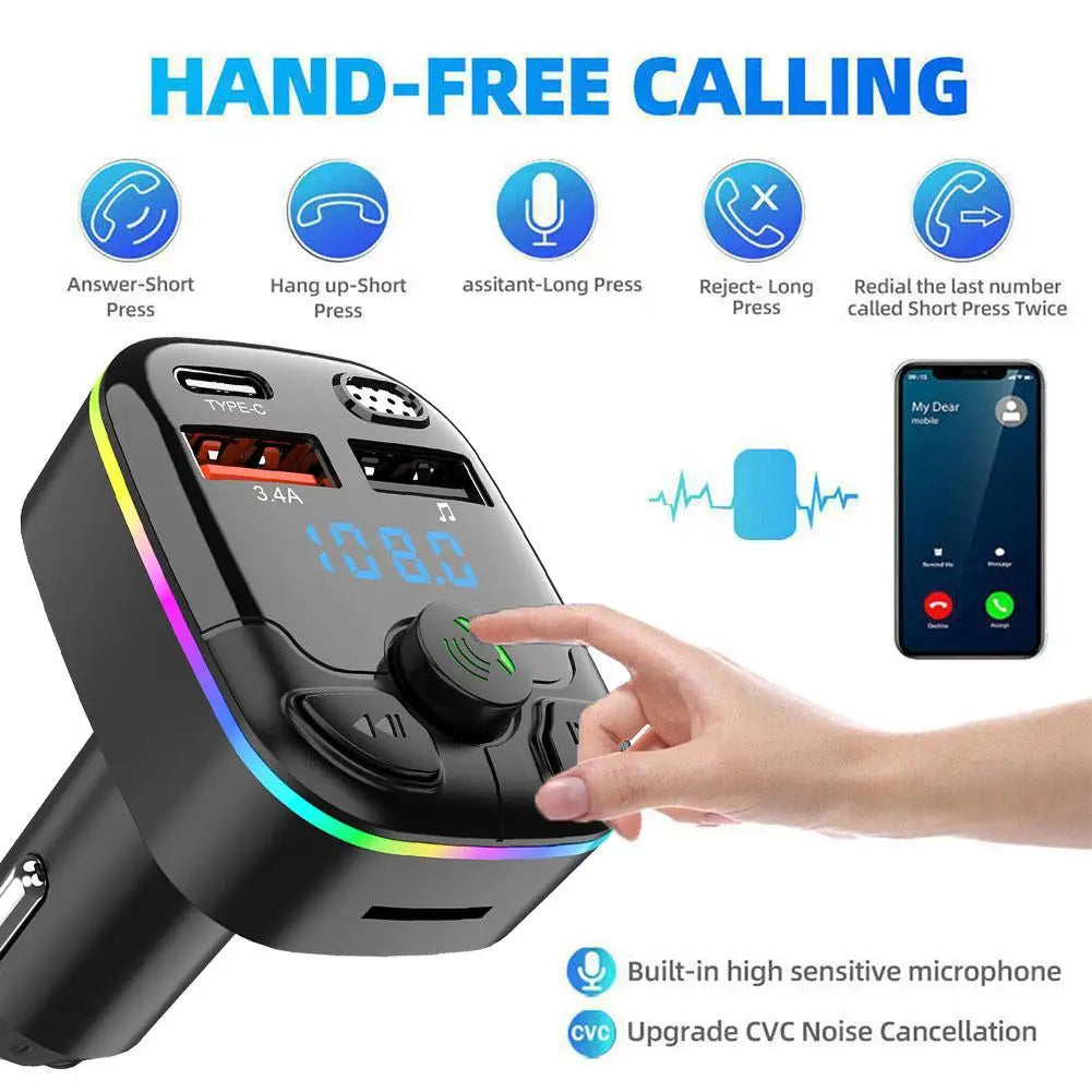 Moktan Sabai Bluetooth 5.0 FM Transmitter Car Charger with PD QC3.0 Fast Charging and Type C Adapter