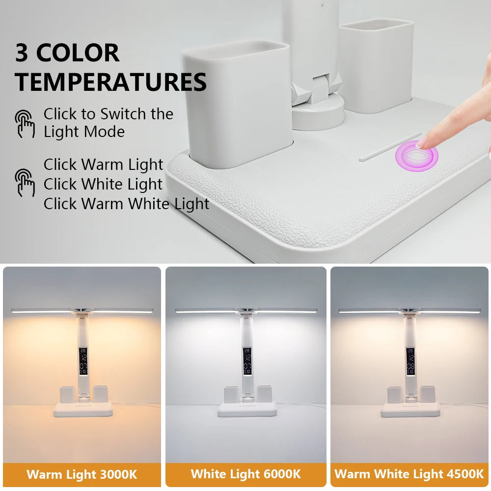 Moktan Sabai LED Eye Protection Desk Lamp Double Head Rechargeable Dimmable Light for Study