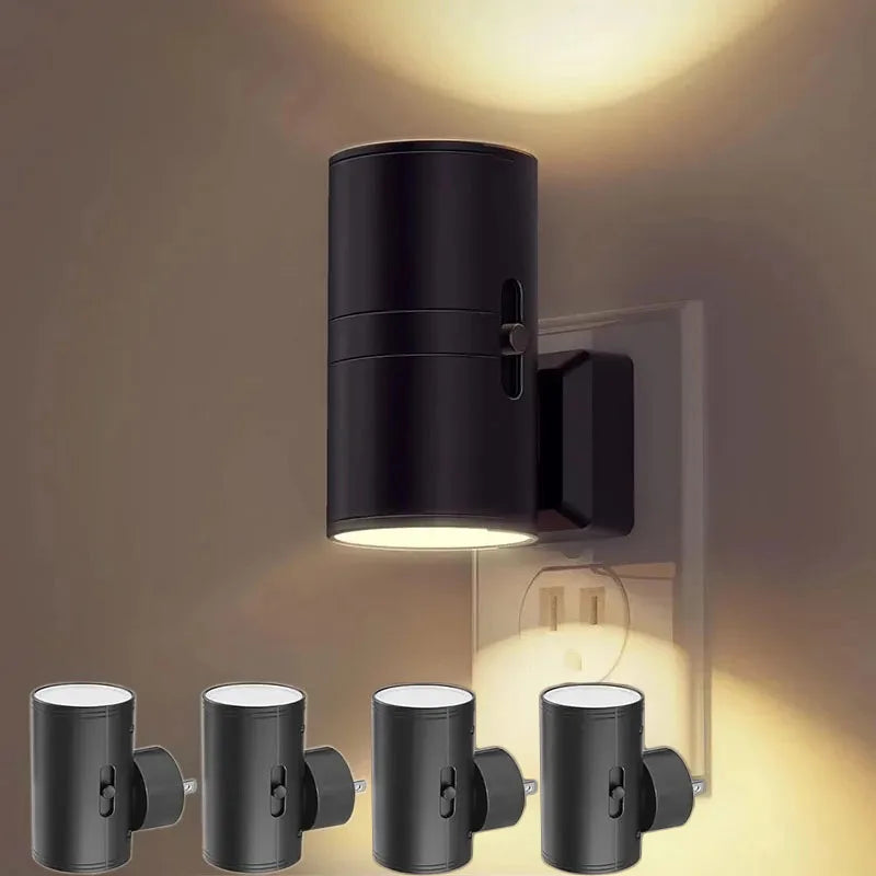 Moktan Sabai Plug In Dimmable LED Night Light Auto Sensor Bedside Bathroom Hallway Lamp 4Pcs-Warm