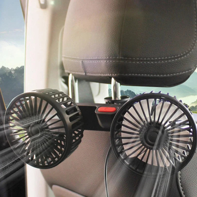 Moktan Sabai Portable Dual-Head USB Fan for Car with 360° Rotation & 3 Speed Settings for Ultimate Comfort
