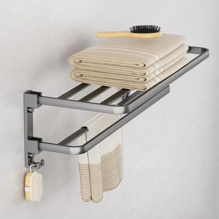 Moktan Sabai Black Towel Rack | Wall Mounted Bathroom Shelf