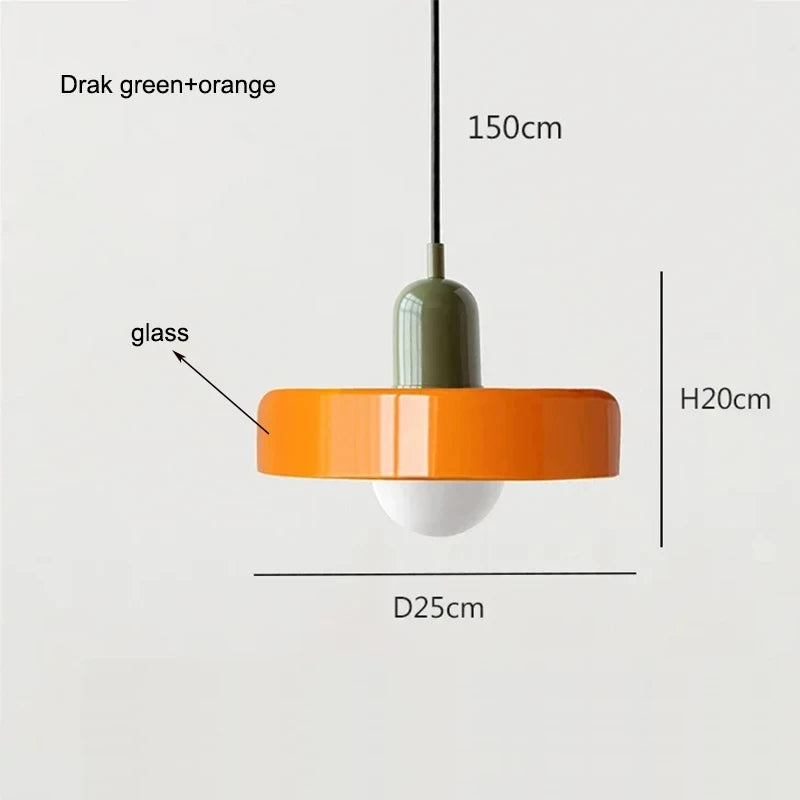 Moktan Sabai Nordic Bauhaus Glass Chandelier – Retro Dining Room Pendant Light for Living Room Orange 4 110V