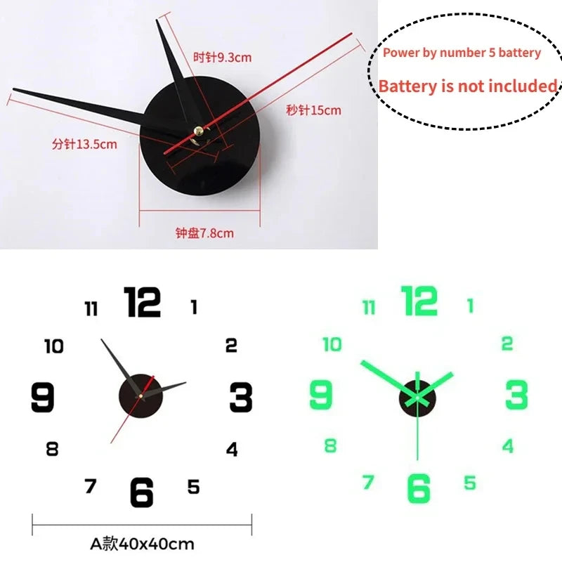 Moktan Sabai Luminous Digital Wall Clock Silent LED 3D DIY Modern Bedroom Living Room Decor