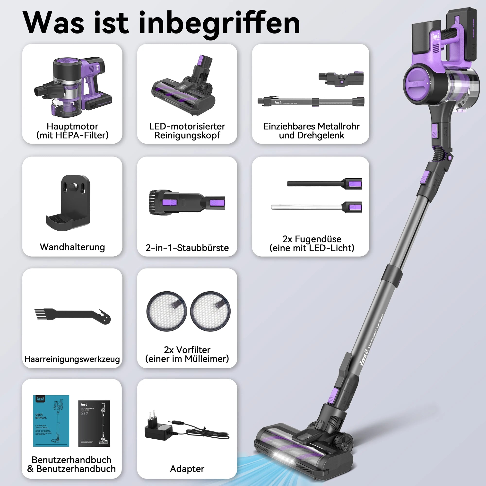 Moktan Sabai 6 in 1 Cordless Stick Vacuum Cleaner 45KPa Powerful Suction 50 Min Runtime