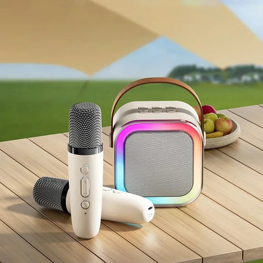 Moktan Sabai Bluetooth Karaoke Machine for Kids & Family with Wireless Mics LED Lights