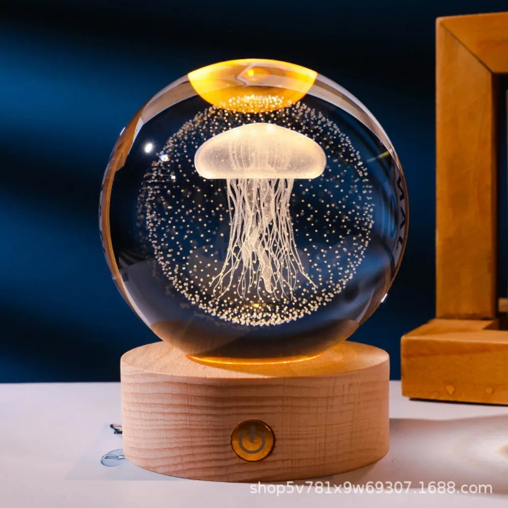 Moktan Sabai 3D Axolotl Crystal Ball Night Light | LED Laser Engraved Glass Decor Lamp Gift Colorful-3