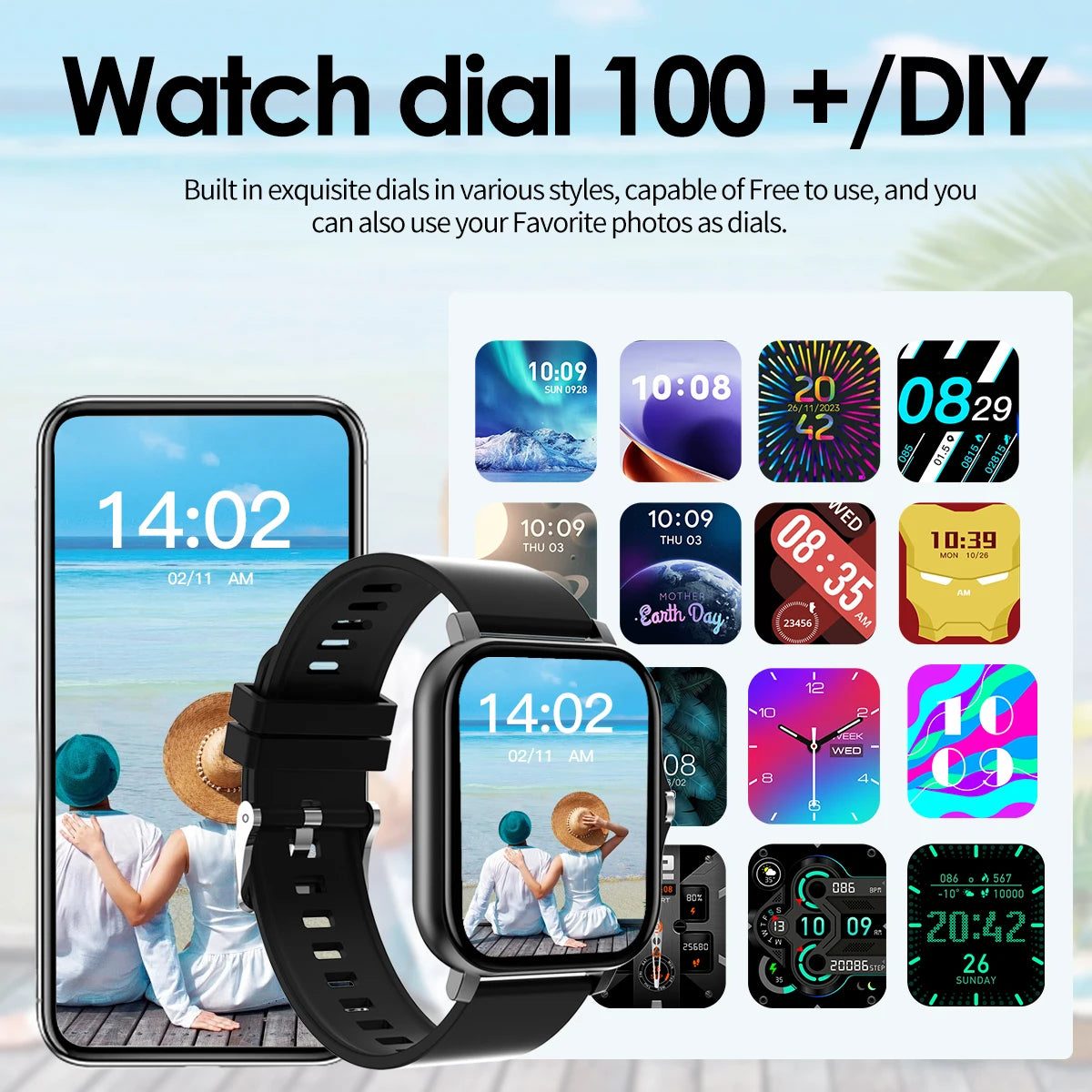 Smart Watch Bluetooth Call Touch Screen Fitness Tracker Sports Watch for Android