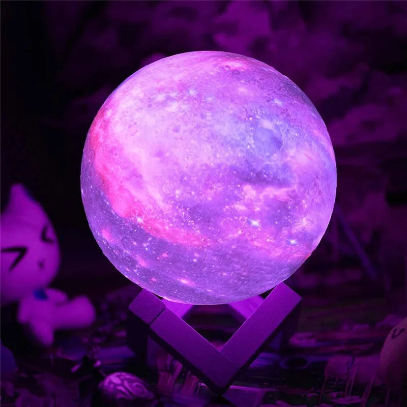Moktan Sabai 3D Moon Lamp LED Night Light 16 Color Remote Rechargeable Bedroom Decor Gift Lamp
