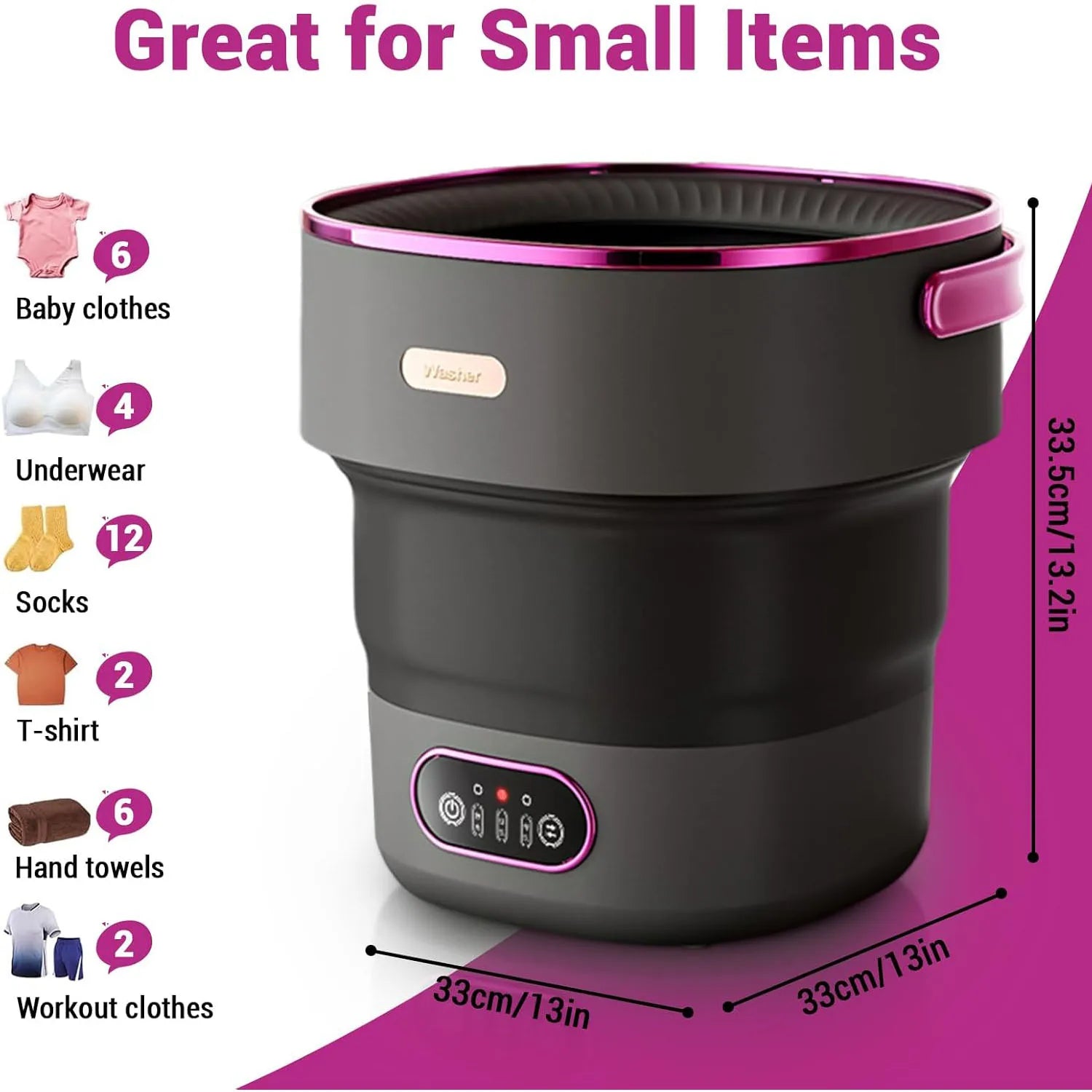 Moktan Sabai Portable 13L Mini Washing Machine Foldable with Spin Basket 4 Modes for Baby Clothes