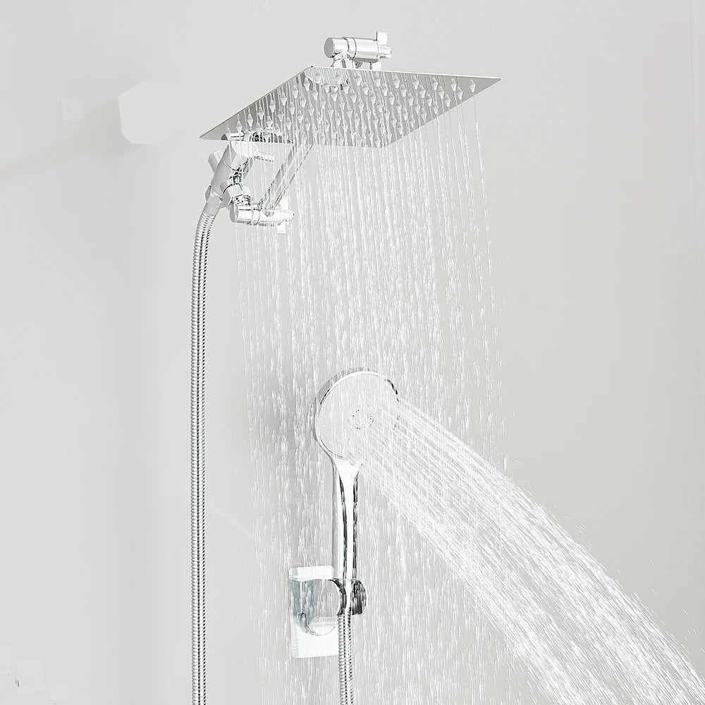 Moktan Sabai High Pressure Rain Shower Head 8-12Inch with Handheld & Adjustable Arm Spray