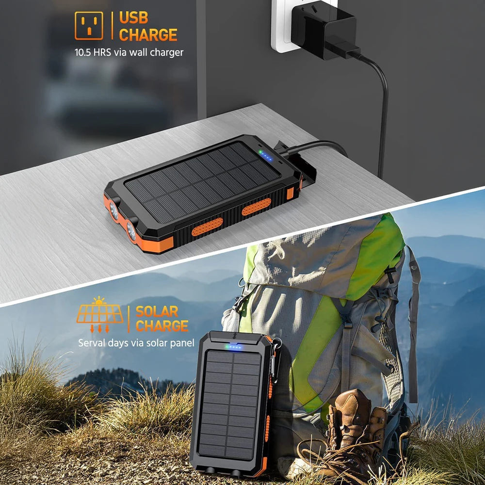 Moktan Sabai Solar Power Bank 20000mAh Portable Charger External Battery LED Light for Phones