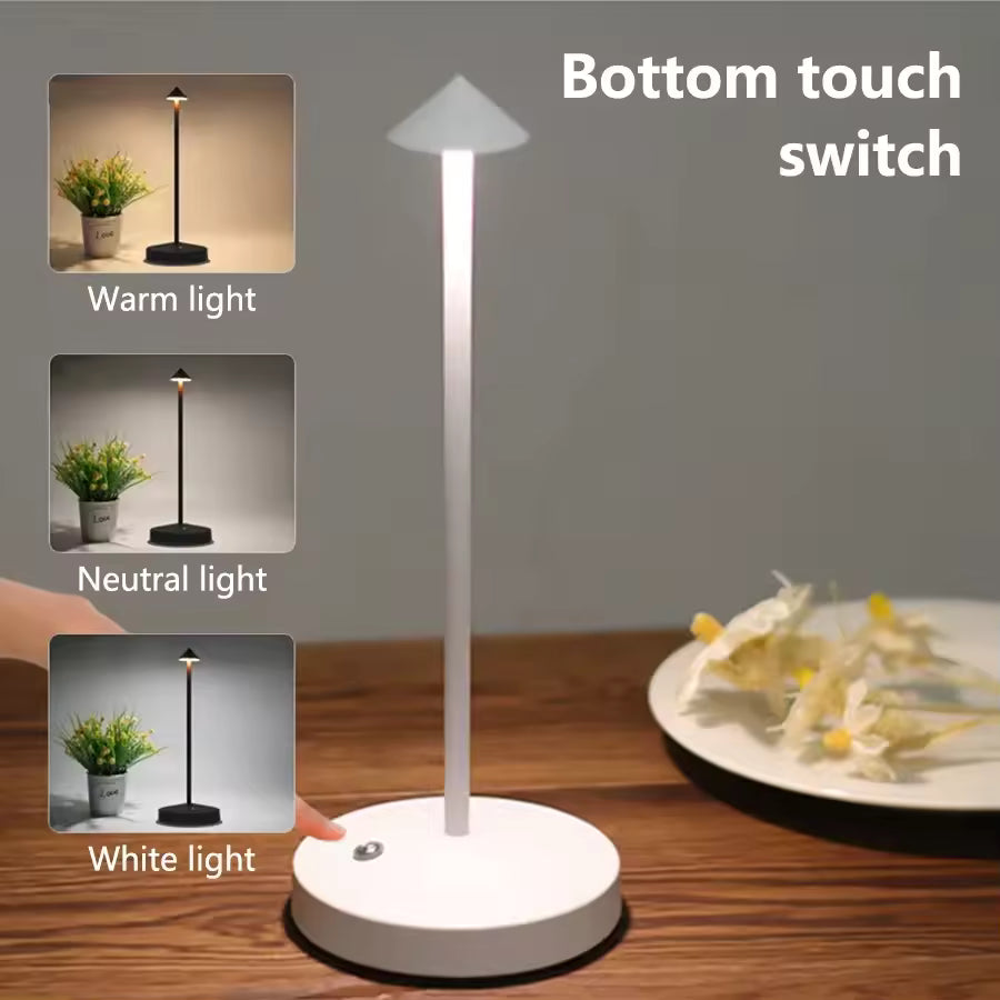 Wireless LED Table Lamp – Cordless Dimmable Touch Light for Bedroom & Living Room