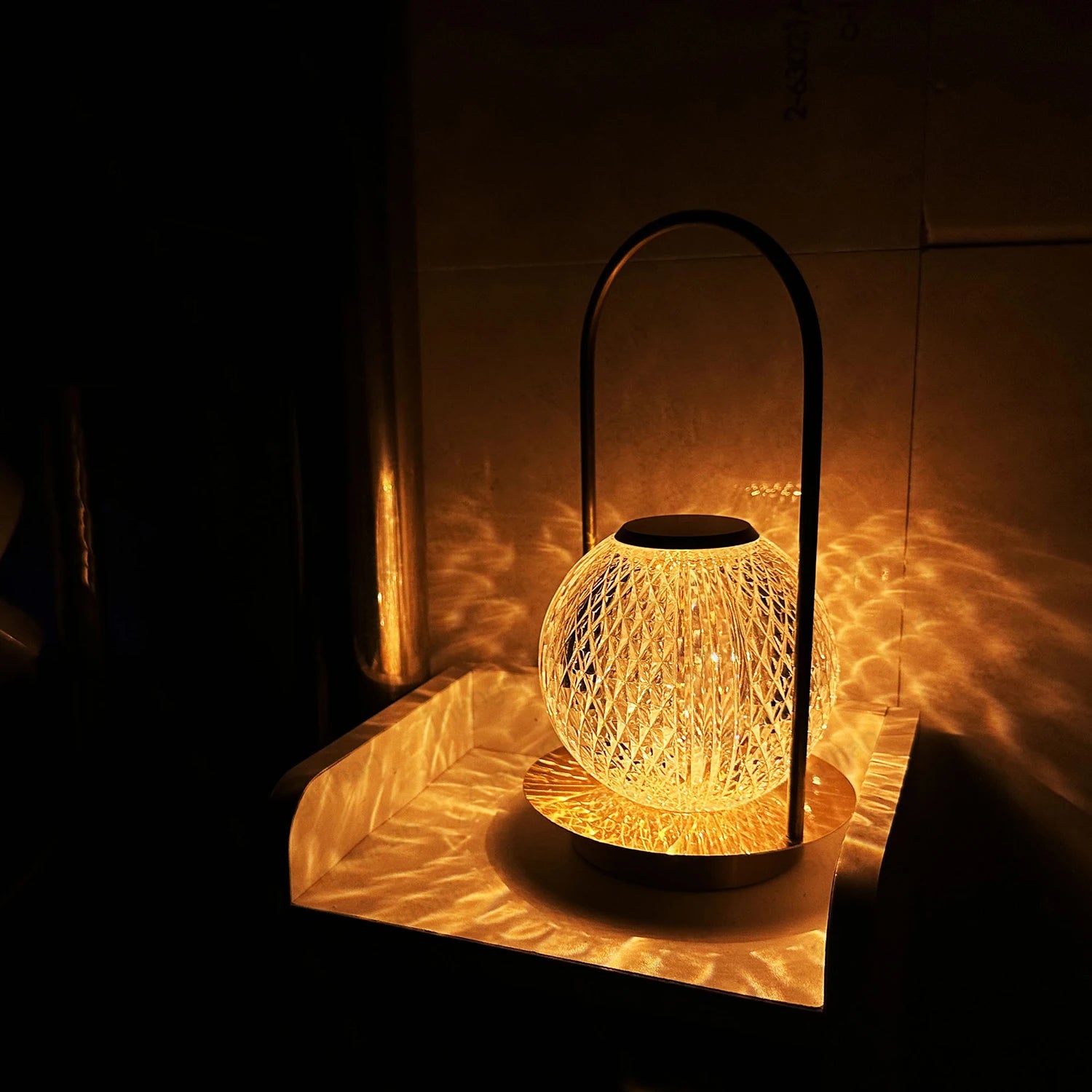 Moktan Sabai Wireless Crystal LED Table Lamp – Rechargeable Touch Night Light for Bedroom Bar