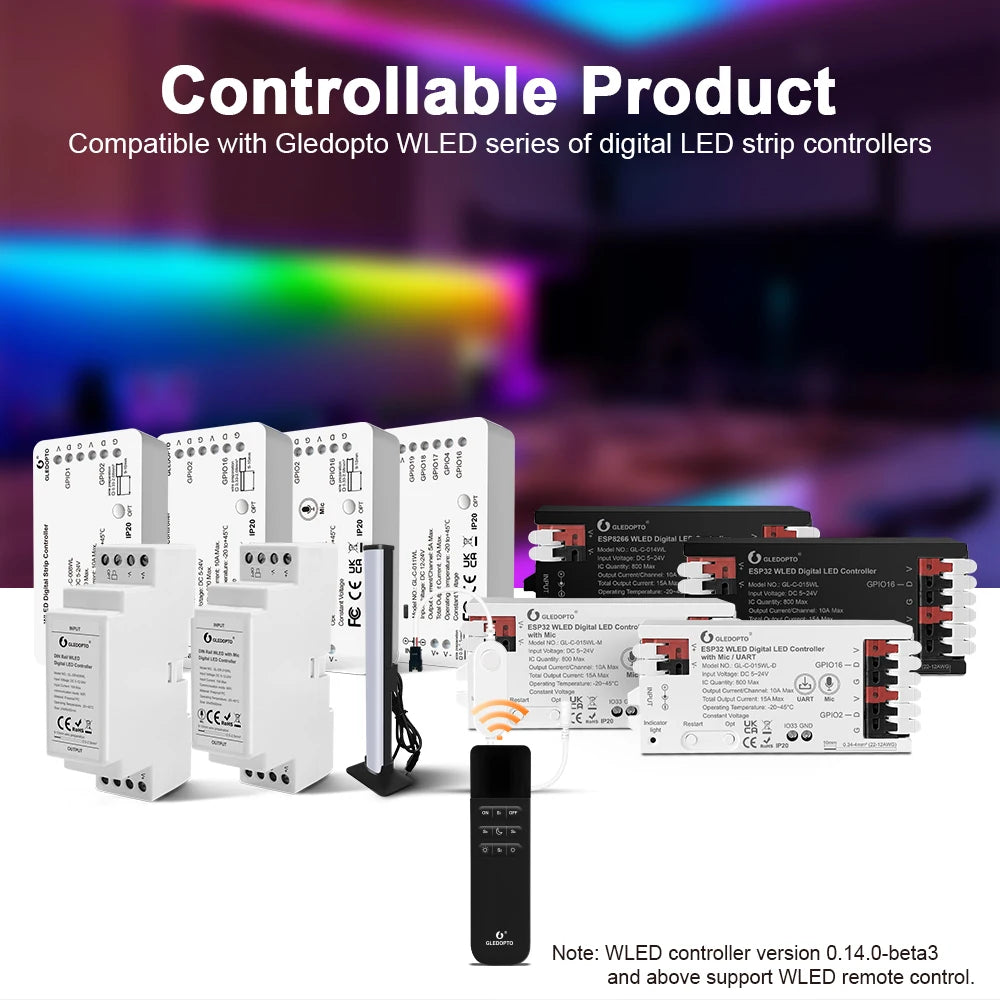 Moktan Sabai GLEDOPTO WiFi RGB LED Light Remote Control ESP NOW App Brightness 4 Scenes 50M