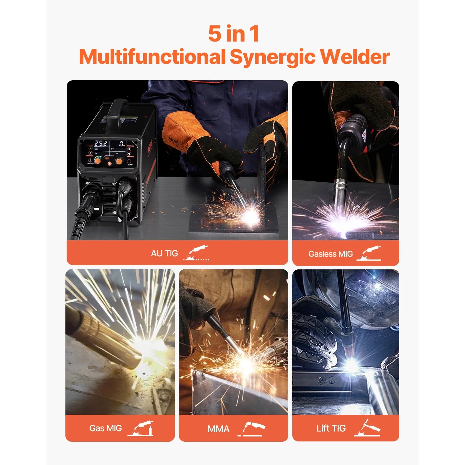 Moktan Sabai SucceBuy 5-in-1 MIG Welder 200Amp Multi-Process MIG TIG Stick Welding Machine LCD
