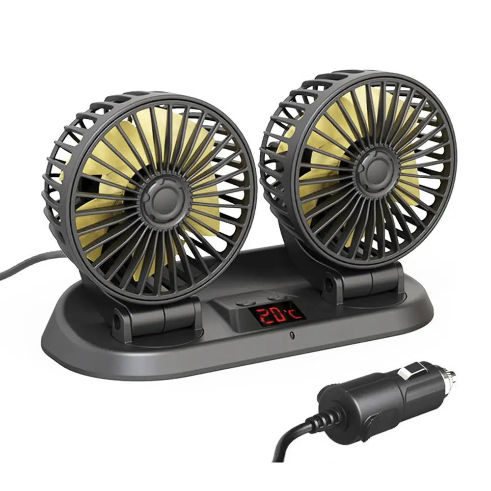 Moktan Sabai Dual Head Car Fan | 12 Volt Portable Fan with 3-Speed Settings | Compact Design for Enhanced Air Circulation V1