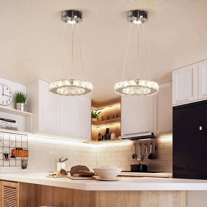 Moktan Sabai Modern LED Crystal Pendant Light Single Hanging Lamp for Bedroom Home Decor
