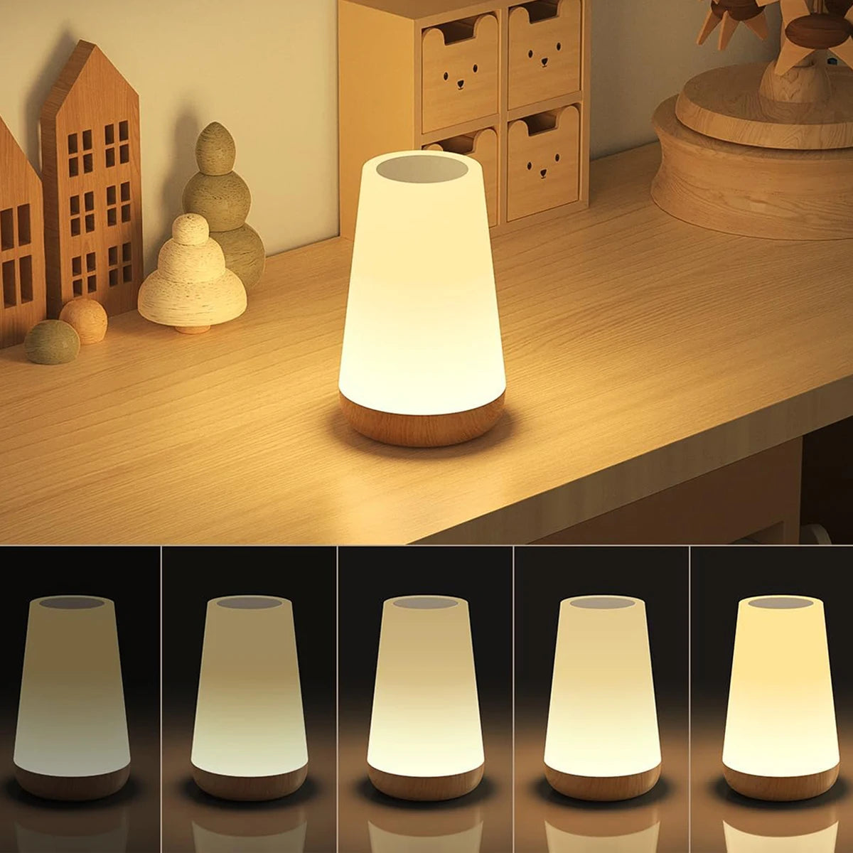 Moktan Sabai RGB Color Changing Night Light Touch Dimmable USB Rechargeable Lamp for Bedside