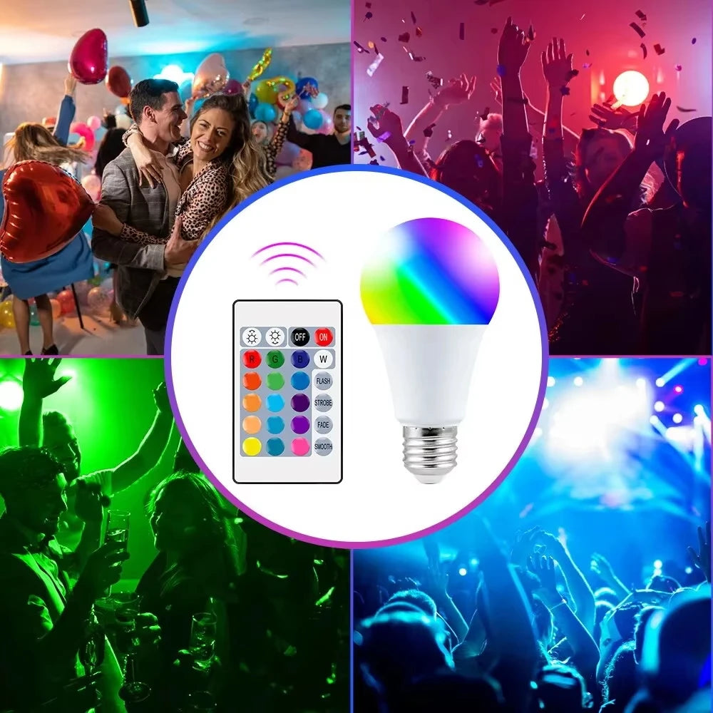 Moktan Sabai RGB LED Light Bulb E27 Remote Control Dimmable 16 Color Smart Lamp