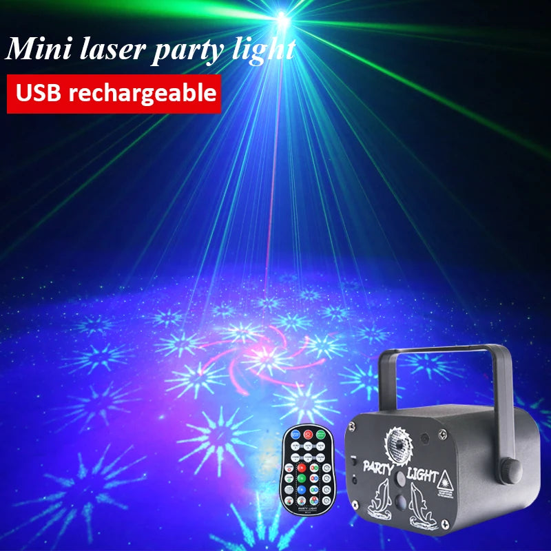 Moktan Sabai USB Laser Party Light Mini Projector 60 Patterns Sound Activated Disco Decor